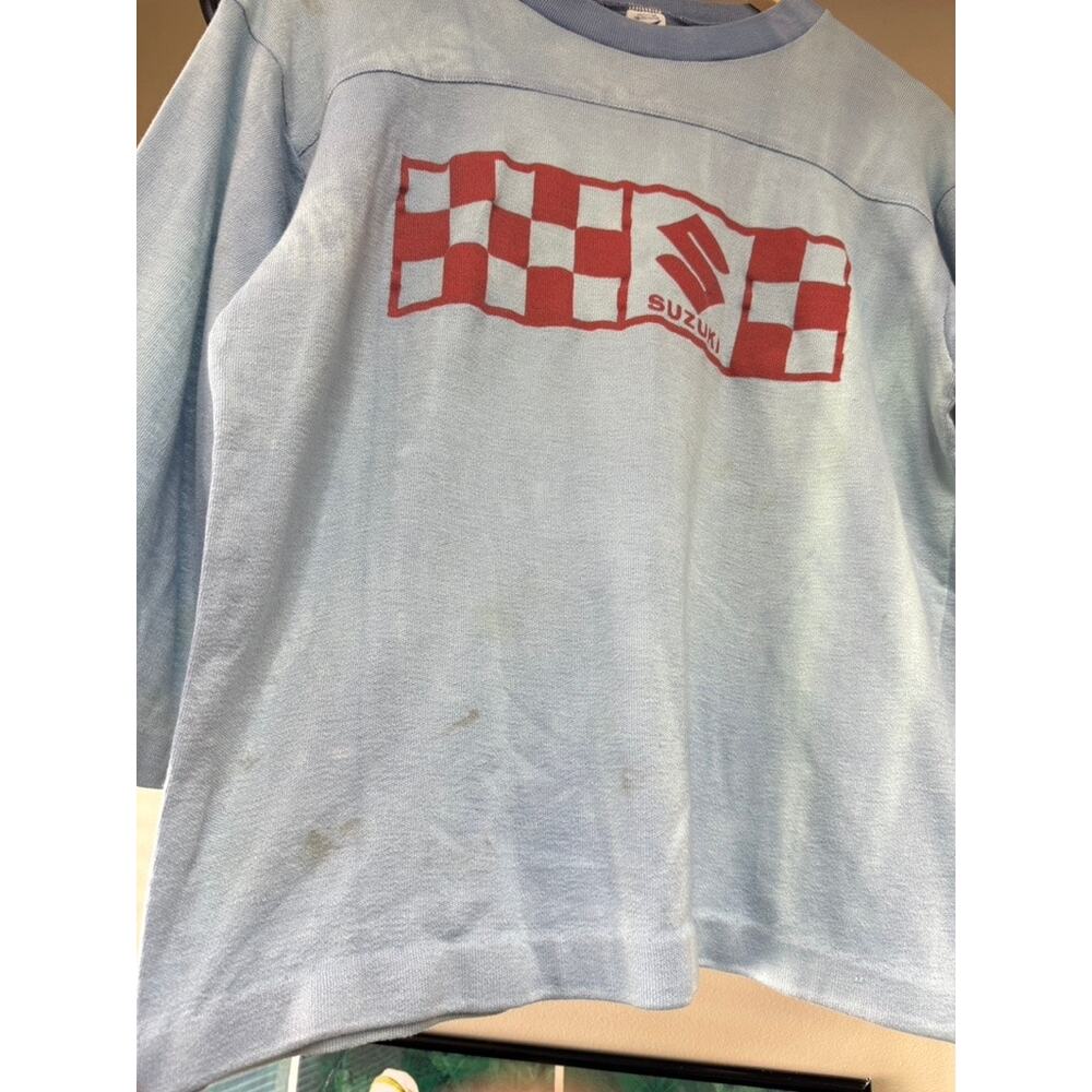 70s Suzuki Racing Vintage Artex 50/50 Long Sleeve Motorsport Tee Shirt Subaru - Picture 5 of 8